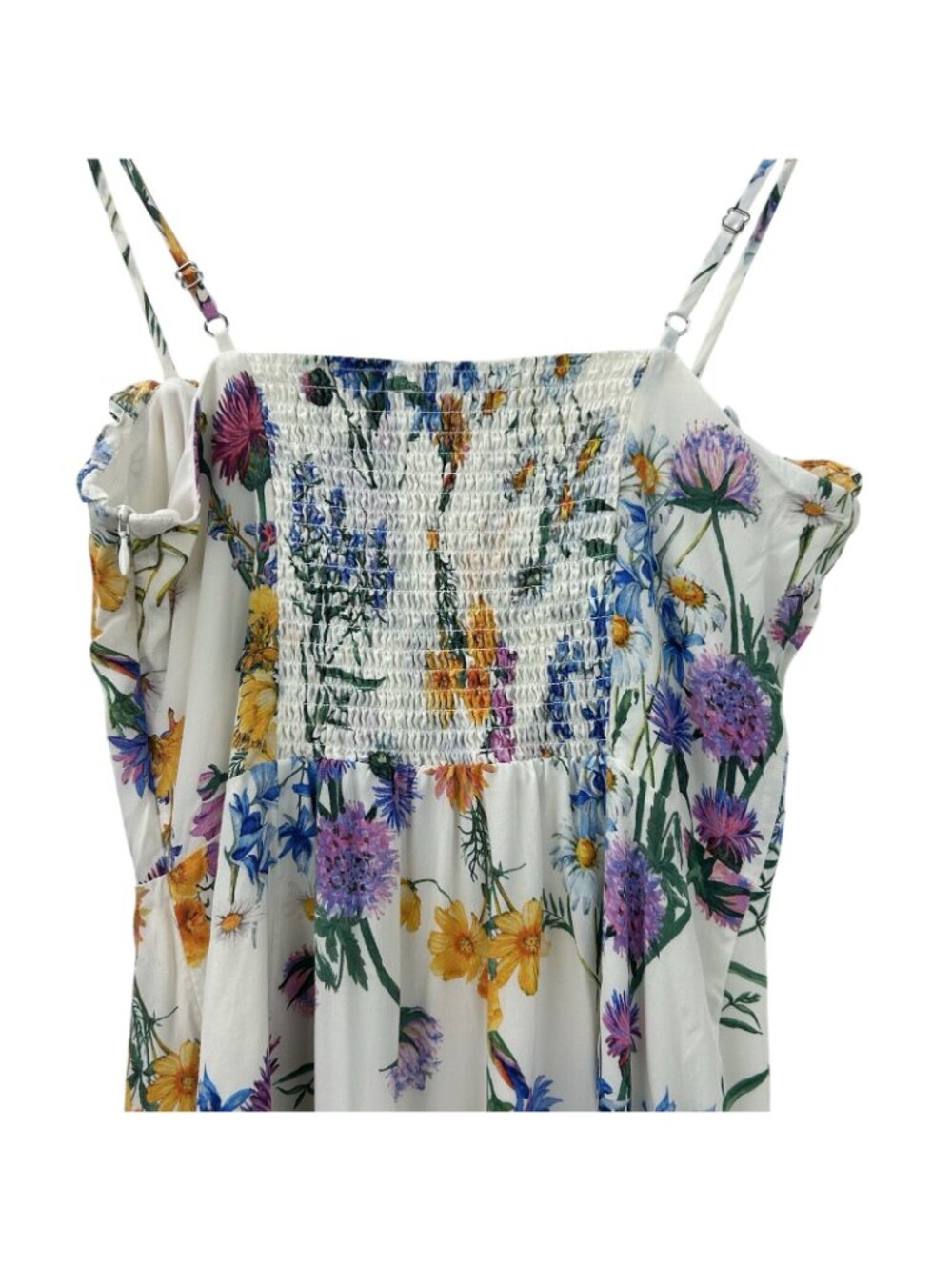 Amour Vert Floral Print Sleeveless Mini Dress Womens Small 100% Silk Ruffled Hem - Picture 11 of 16